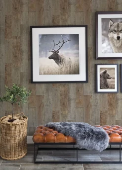 Chesapeake Thoreau Chebacco Wood Planks Wallpaper - Brown