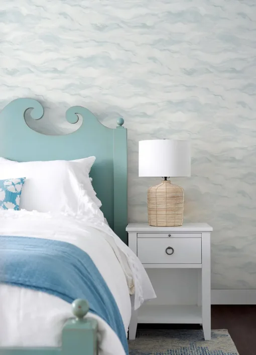 Chesapeake Thoreau Cirrus Wave Wallpaper - Blue
