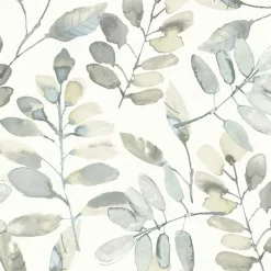 Chesapeake Thoreau Pinnate Leaves Wallpaper - Grey