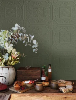 Chesapeake Wildflower Ibold Tin Ceiling Paintable Wallpaper - White
