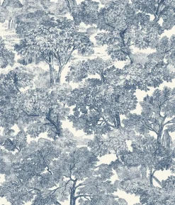 Chesapeake Wildflower Spinney Toile Wallpaper - Blue