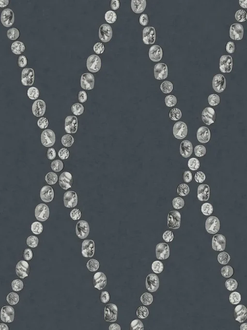 Cole & Son Fornasetti Senza Tempo II Cammei Wallpaper - Silver on Ink