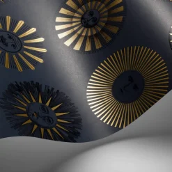 Cole & Son Fornasetti Senza Tempo II Soli Wallpaper - Midnight & Soft Gold