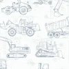 Construction Blueprint Wallpaper - White & Blue