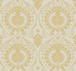 Damask Resource Library Imperial Damask Wallpaper - Off White & Gold