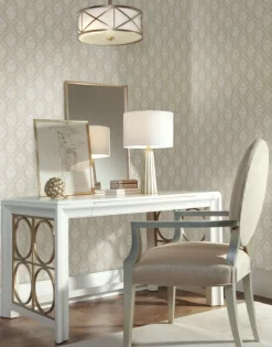 Damask Resource Library Petite Ogee Wallpaper - Beige