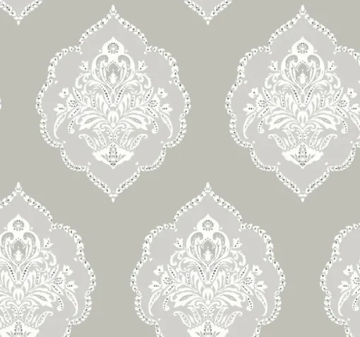 Damask Resource Library Signet Medallion Wallpaper - Gray