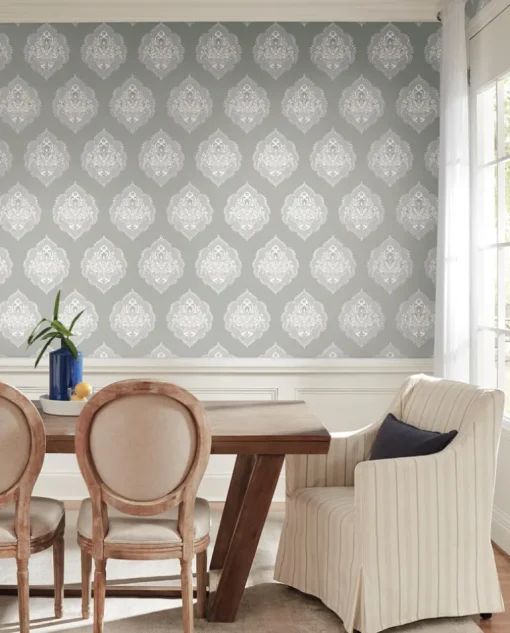 Damask Resource Library Signet Medallion Wallpaper - Gray