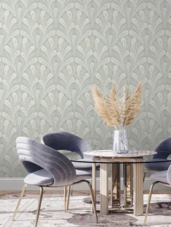 Damask Resource Library Shell Damask Wallpaper - Green