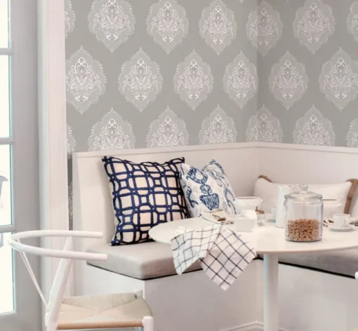 Damask Resource Library Signet Medallion Wallpaper - Gray