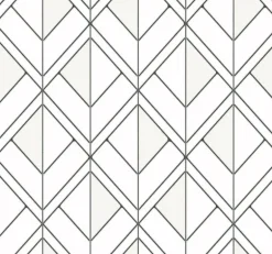 Diamond Shadow Geometric Wallpaper - White & Black