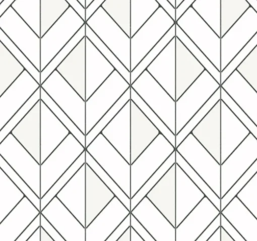Diamond Shadow Geometric Wallpaper - White & Black