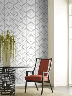Diamond Shadow Geometric Wallpaper - White & Black