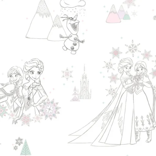 Disney Frozen Characters Peel & Stick Wallpaper - White