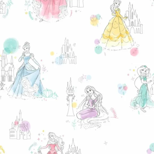 Disney Kids Vol. 4 Princess Pretty Elegant Wallpaper - Multi Color