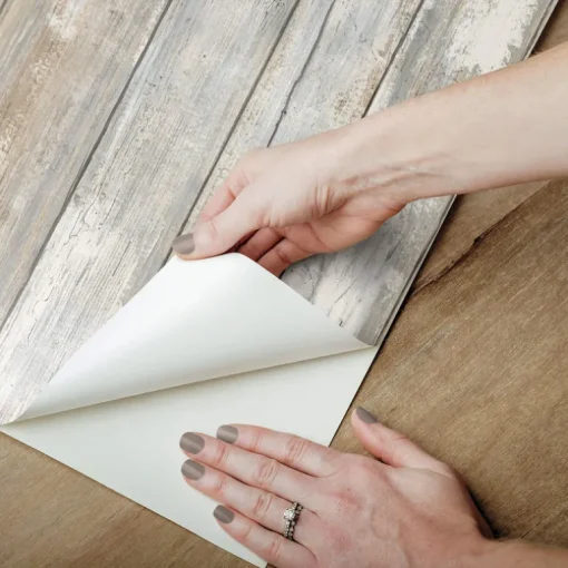 Distressed Wood Peel & Stick Wallpaper - Tan