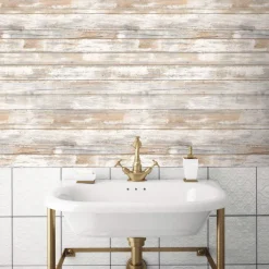 Distressed Wood Peel & Stick Wallpaper - Tan