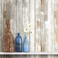 Distressed Wood Peel & Stick Wallpaper - Tan