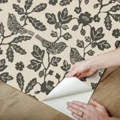 Erin & Ben Co. Sparrow & Oak Peel & Stick Wallpaper - Linen & Charcoal