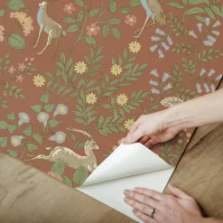 Erin & Ben Co. Woodland Floral Peel & Stick Wallpaper - Rust Orange