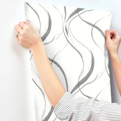 Formations Ink Flow Wallpaper - Black & Cocoa