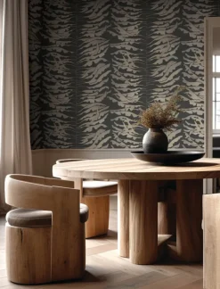 Formations Leaf Column Wallpaper - Black