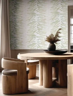 Formations Leaf Column Wallpaper - Green & White