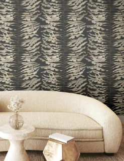 Formations Leaf Column Wallpaper - Black