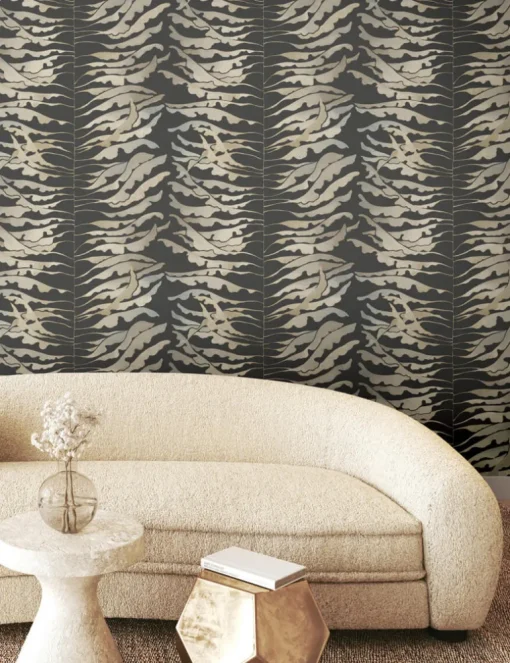 Formations Leaf Column Wallpaper - Black