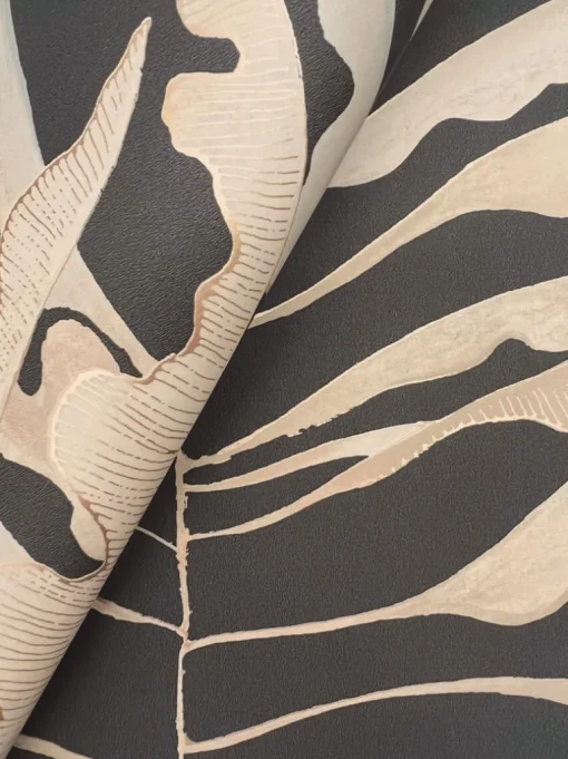 Formations Leaf Column Wallpaper - Black