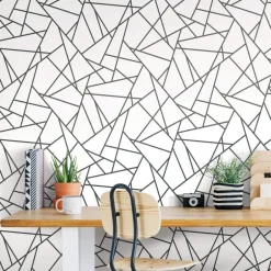 Fracture Geometric Peel & Stick Wallpaper - Black & White