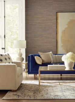 Grasscloth Resource Library Knotted Grass Wallpaper - Brown & Blue