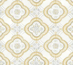 Greenhouse Garden Trellis Wallpaper - Ochre