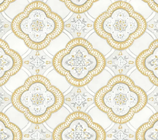 Greenhouse Garden Trellis Wallpaper - Ochre