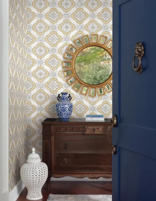 Greenhouse Garden Trellis Wallpaper - Ochre