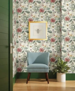 Handpainted Traditionals Midsummer Floral Wallpaper - Coral