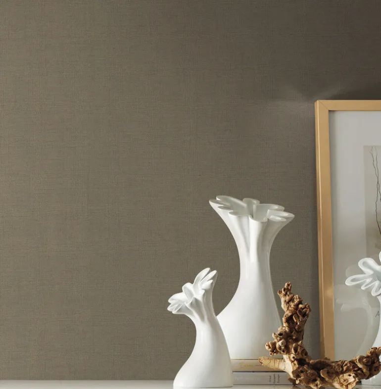 Handpainted Traditionals Gesso Weave Wallpaper - Moss Green