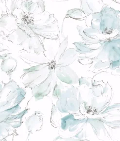 Impressionist Floral Dreams Wallpaper - Blue & Green