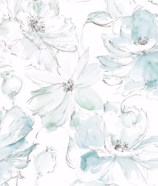 Impressionist Floral Dreams Wallpaper - Blue & Green