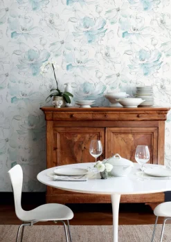 Impressionist Floral Dreams Wallpaper - Blue & Green