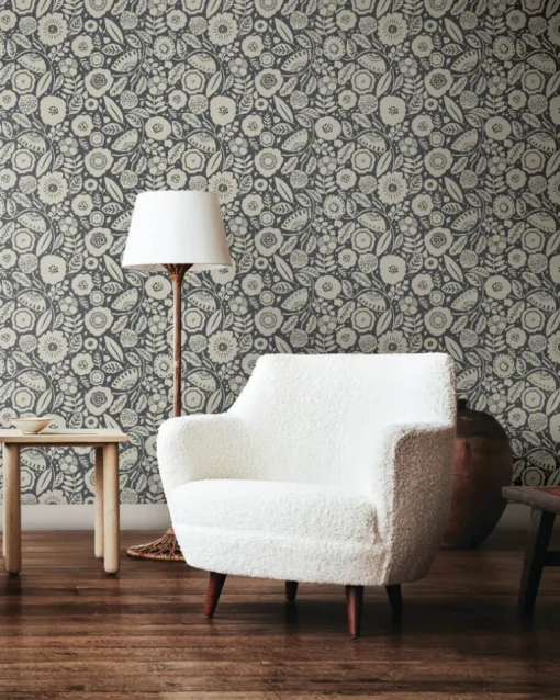 Lemieux et Cie Signature Camille Blossom Wallpaper - Charcoal