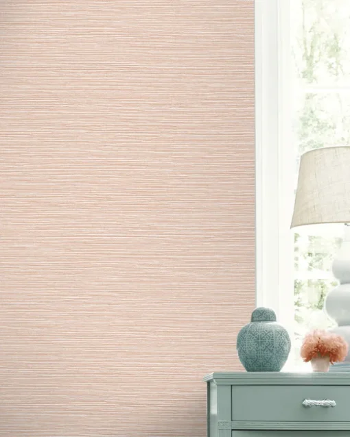 Lillian August Coastal Haven Tiger Island Faux Grasscloth Wallpaper - Blush