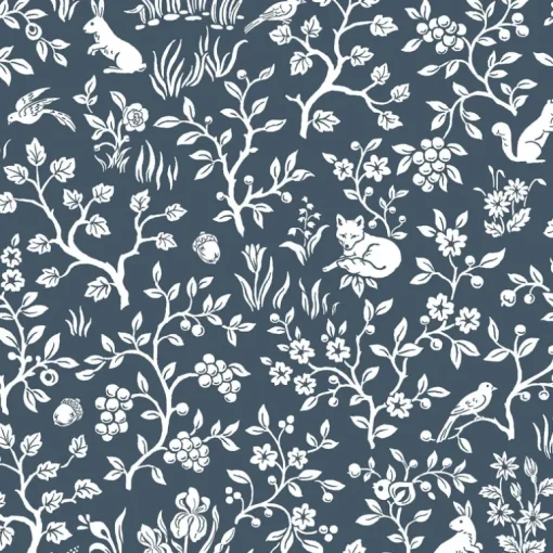 Magnolia Home Fox & Hare Wallpaper - Navy Blue
