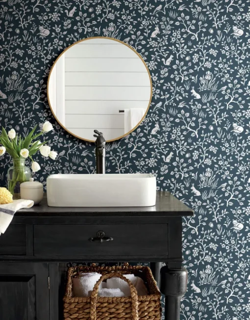 Magnolia Home Fox & Hare Wallpaper - Navy Blue