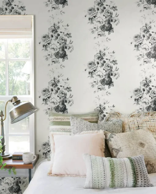 Magnolia Home Tea Rose Peel & Stick Wallpaper - Black & White
