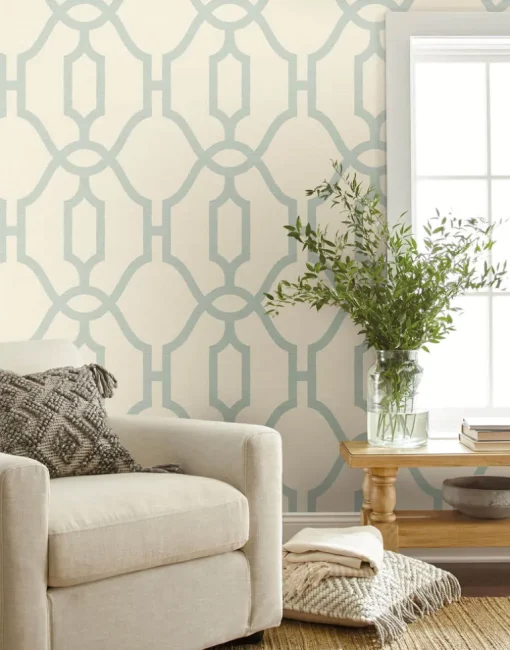 Magnolia Home Woven Trellis Wallpaper - Eggshell Blue