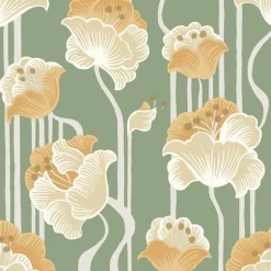 Mirth Studios Shirley Deco Floral Peel & Stick Wallpaper - Green