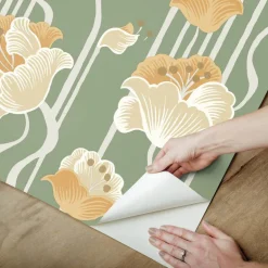 Mirth Studios Shirley Deco Floral Peel & Stick Wallpaper - Green