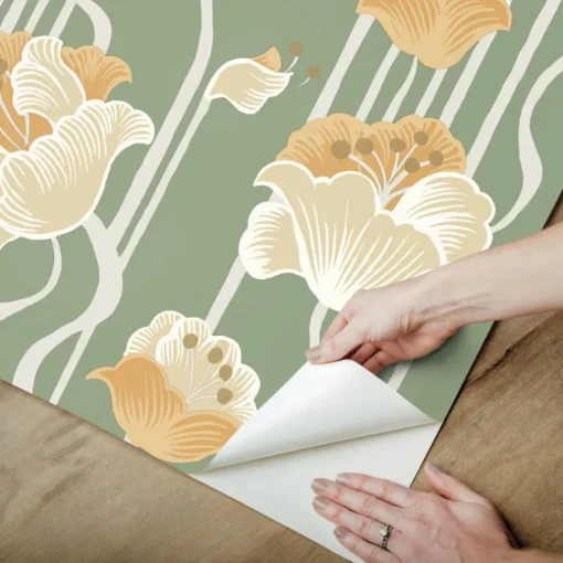 Mirth Studios Shirley Deco Floral Peel & Stick Wallpaper - Green
