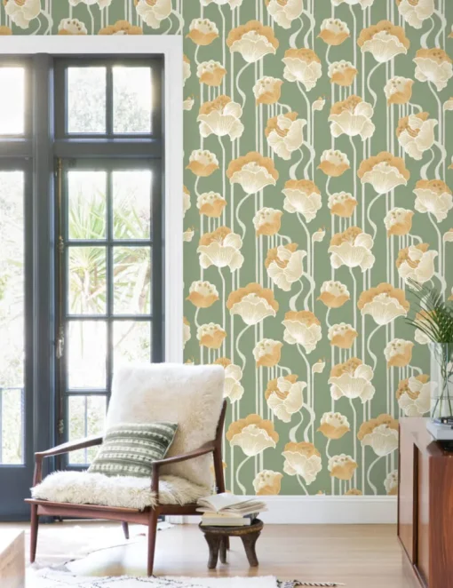 Mirth Studios Shirley Deco Floral Peel & Stick Wallpaper - Green